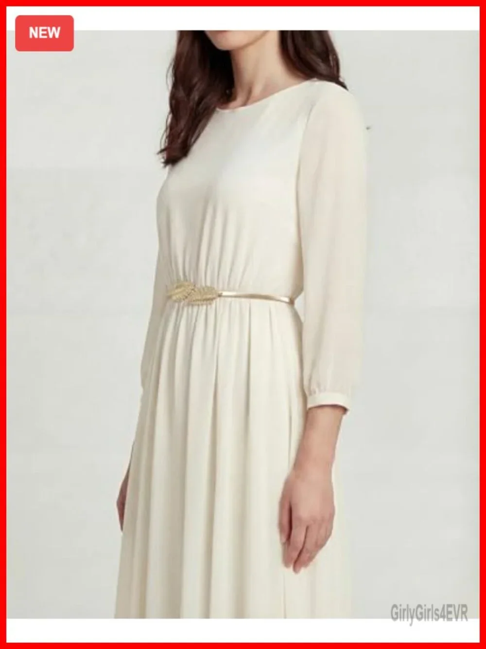 Metallic Chain Waist Belt Stretch Hook Eye Closure